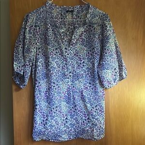 Talbots Blue 3/4 Sleeve Relaxed Blouse